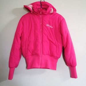 Fushia pink dish bomber coat